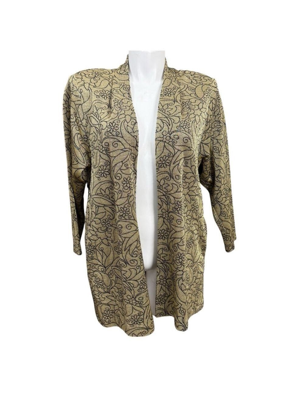 Vintage Three Flaggs California Women’s XL Metallic Floral Open Front Blazer‎
